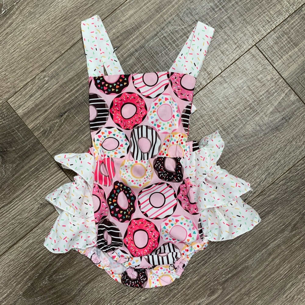 Boutique Baby Girls Donut & Confetti Romper